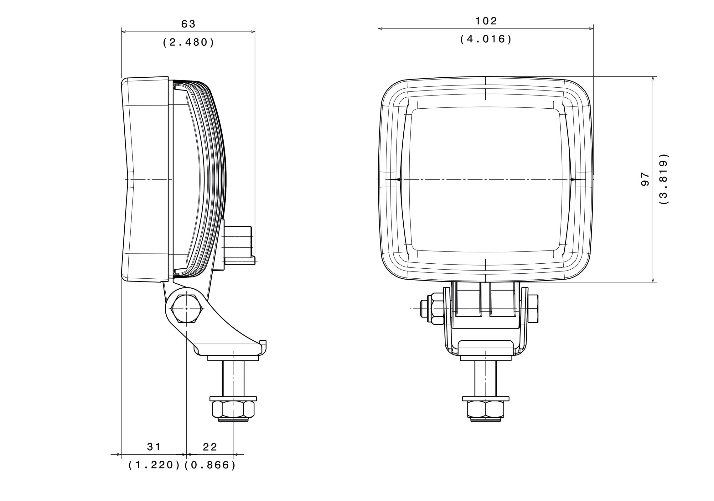 Phare de travail LED 2000 Lumen compact